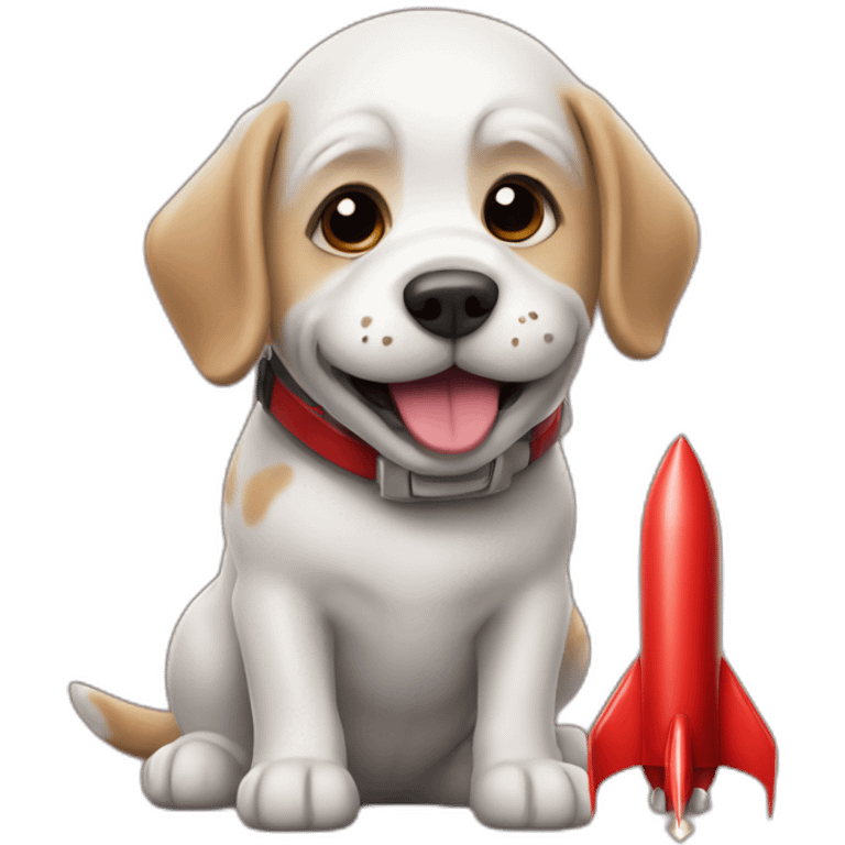 Dog with red rocket emoji