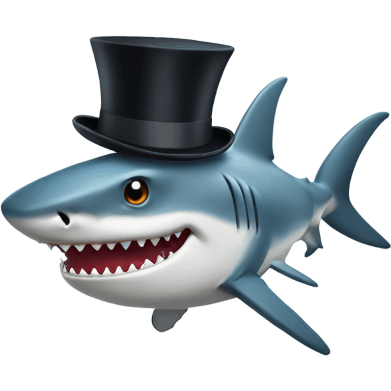 Shark with a top hat emoji