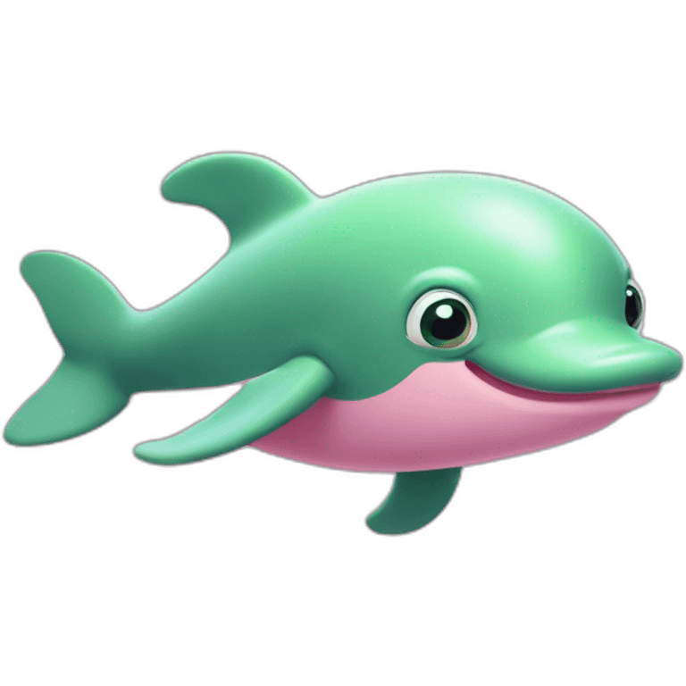 Pink and green beluga whale with big eyes emoji