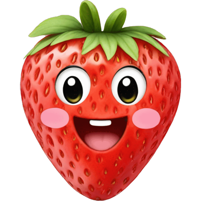 bunny shaped strawberry with cute smile emoji