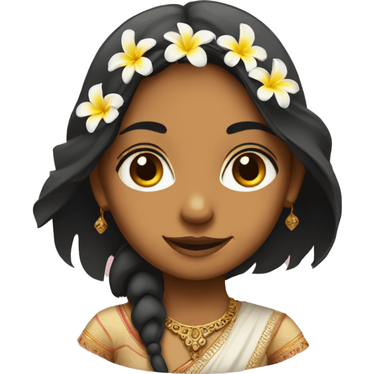 Indian girl wearing frangipani emoji