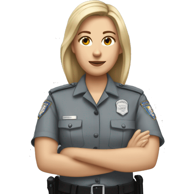 White Female correctional officer wearing grey Indiana department of corrections uniform  emoji