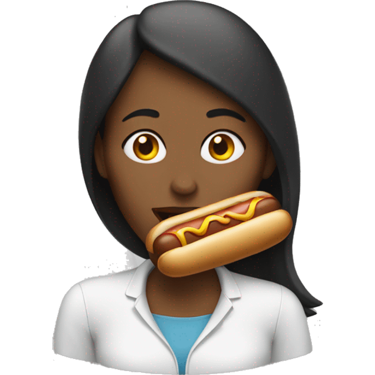 woman eating hot dog emoji