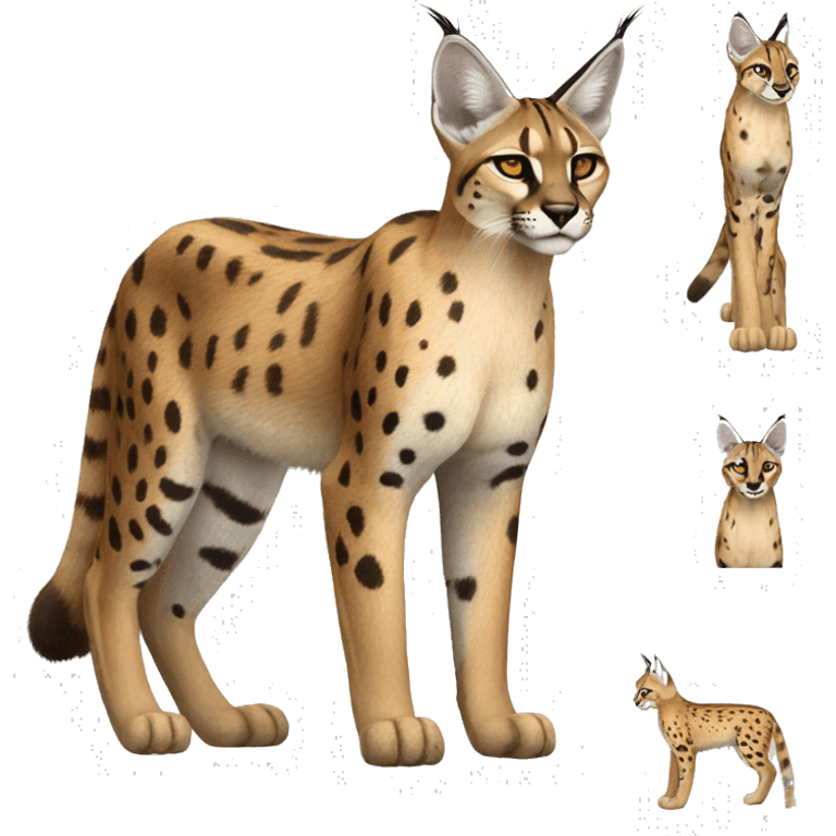 Striped and spotted Lynx-Caracal-Serval-hybrid full body emoji