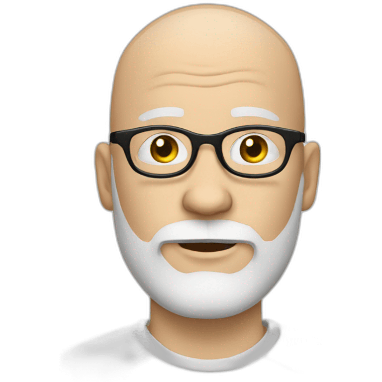 Pale Bald Bearded Man round glasses emoji