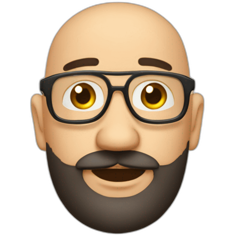 bald headed spanish guy chubby face full black beard and rimless round glasses emoji