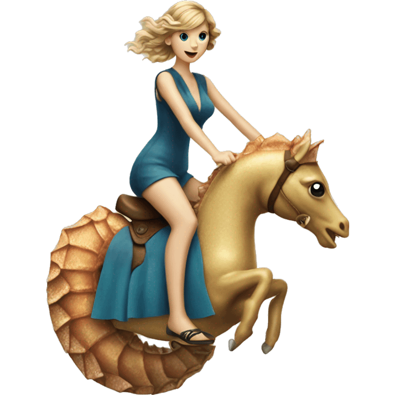 Taylor swift riding a seahorse  emoji