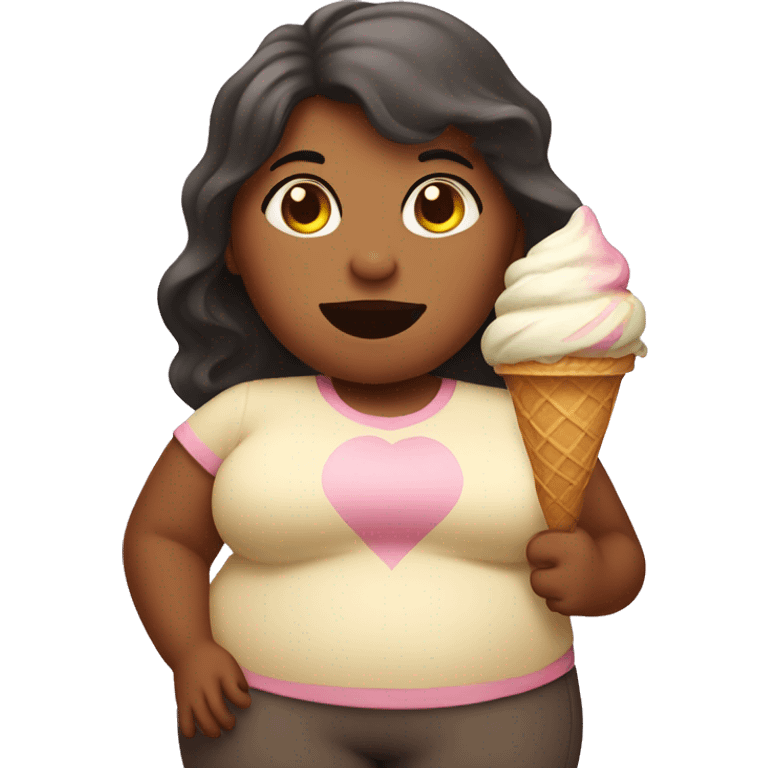 Fat girl with ice cream emoji