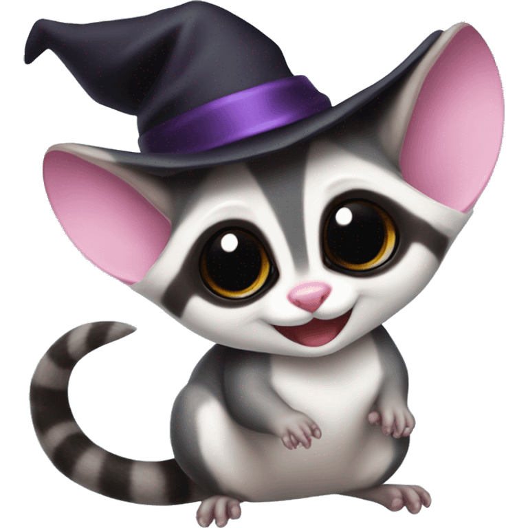 sugar glider with witch hat on emoji