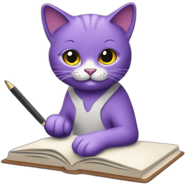 purple-cat-with-notebook-and-pan emoji