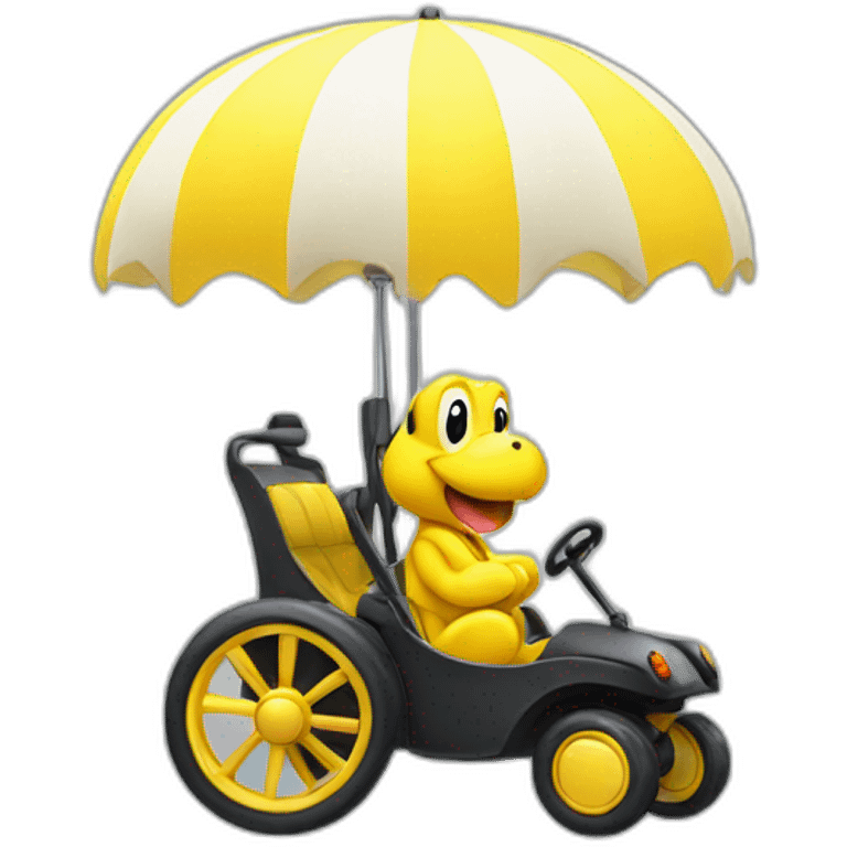 Yellow yoshi driving a buggy emoji