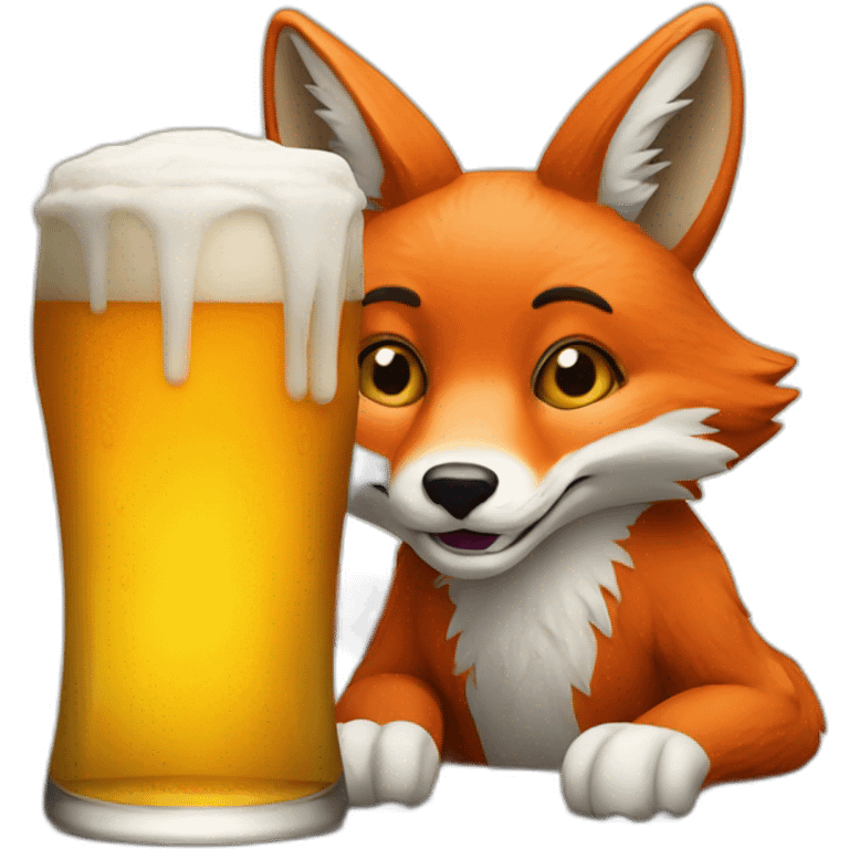 Fox with beer writes test emoji