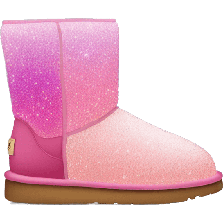 Ombre Pink Ugg Boots with Pink Fur and Glitter emoji