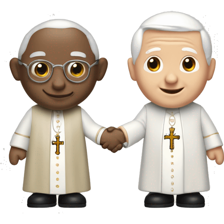 Pope John Paul holding hands with pope Benedict  emoji