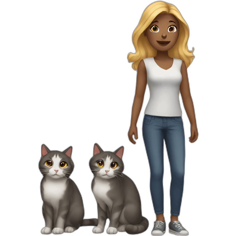 woman with three cats emoji