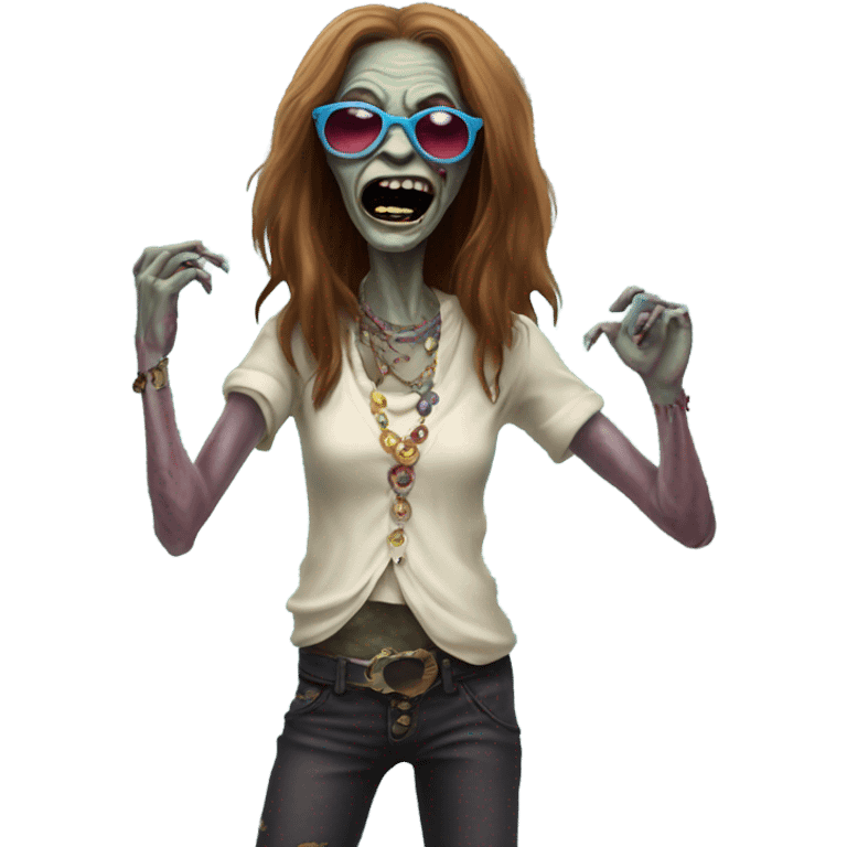  janis joplin zombie dancing, who wears circle glasses emoji