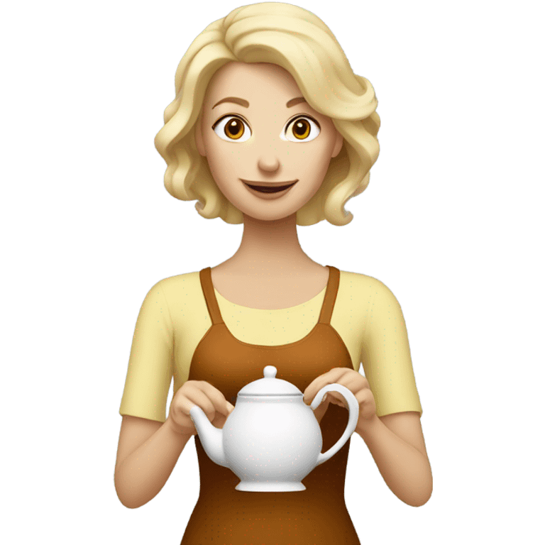 Blonde woman holding teapot emoji