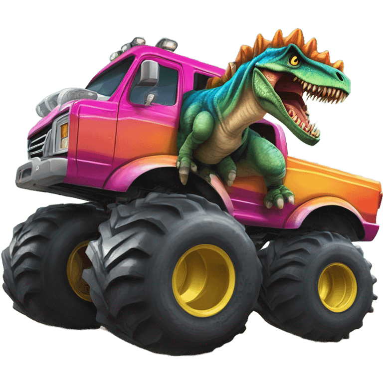 Monster truck and dinosaure emoji