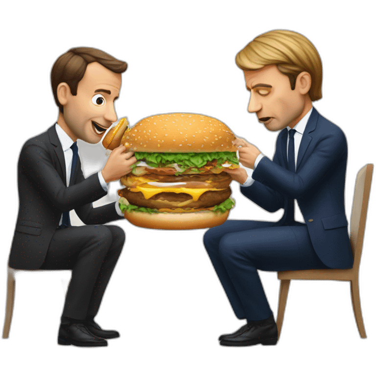 Emanuel macron qui mange un gros burger emoji