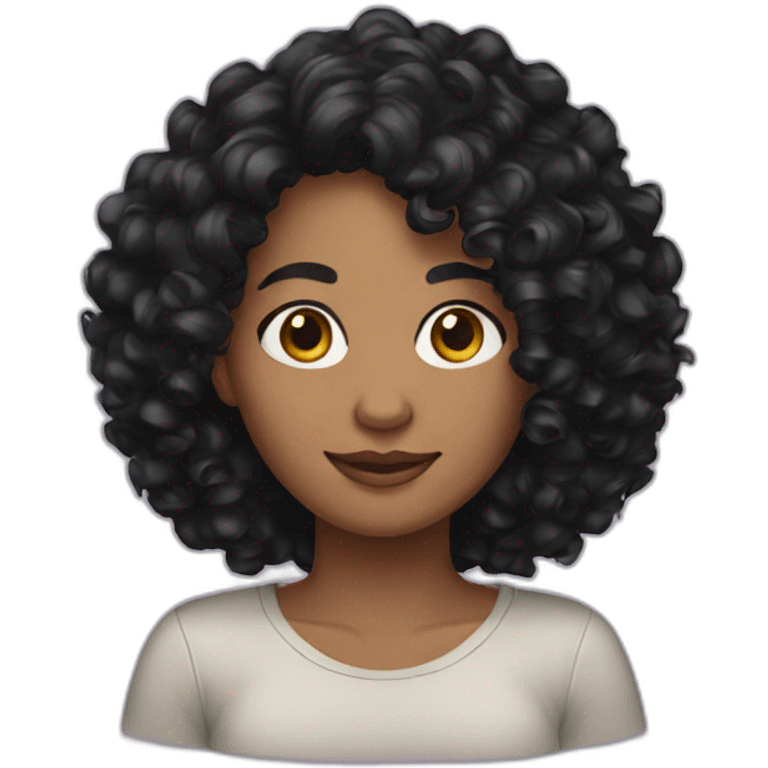 Women black curly hair emoji