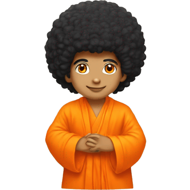 Sathya sai baba black hair with orange robe  emoji