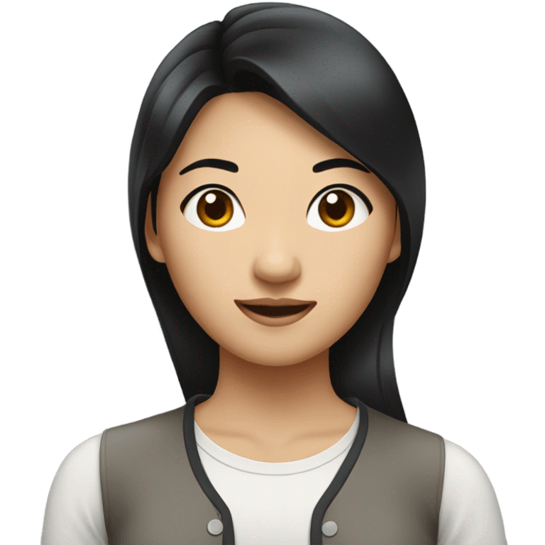 asian woman black hair, casual shirt emoji