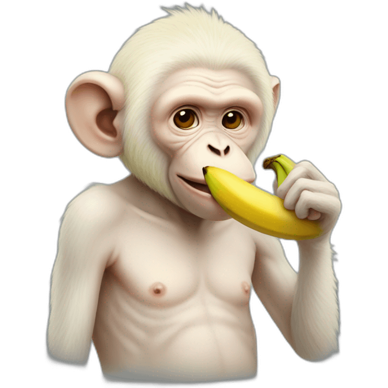 Albinos monkey smoking a banana emoji