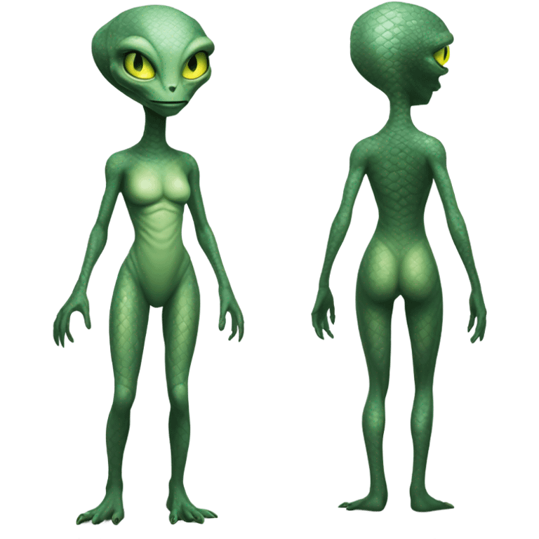 a Reptilian alien woman full body emoji