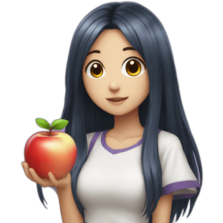 Anime girl with apple emoji