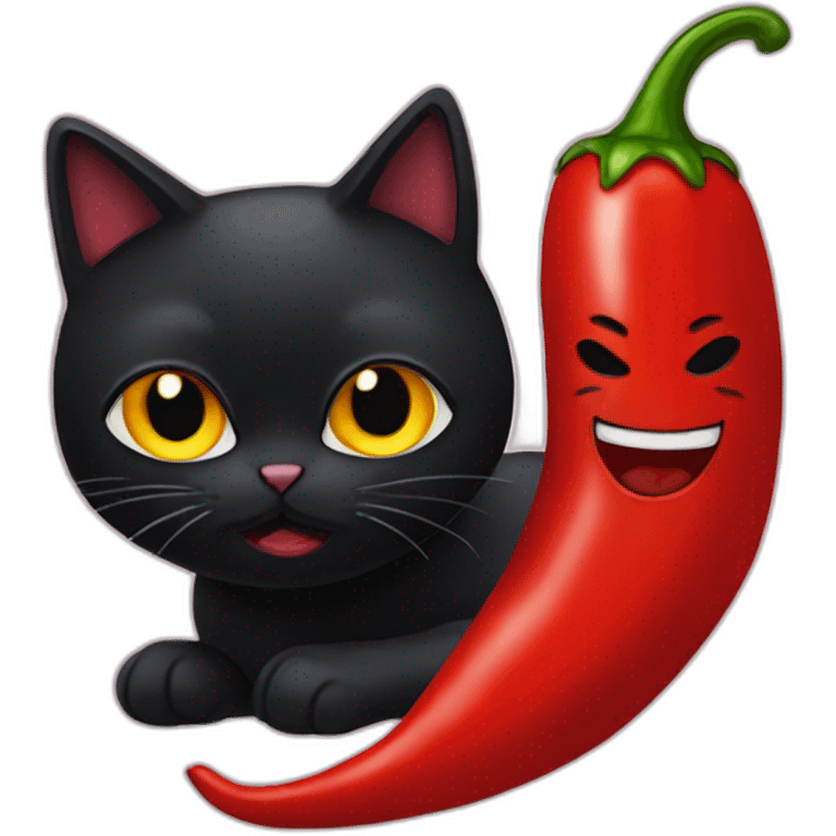 Chilli pepper eat black cat emoji