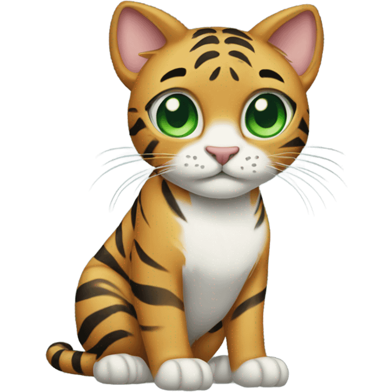 Tiger cat with green eyes emoji