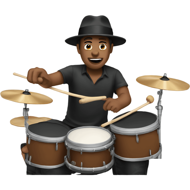 Man with hat playing drums  emoji