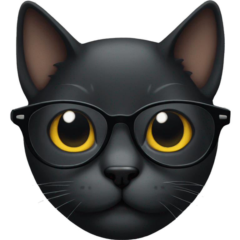 Dark cat with glasses emoji