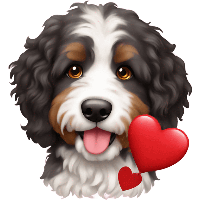 Bernedoodle with Valentines  emoji