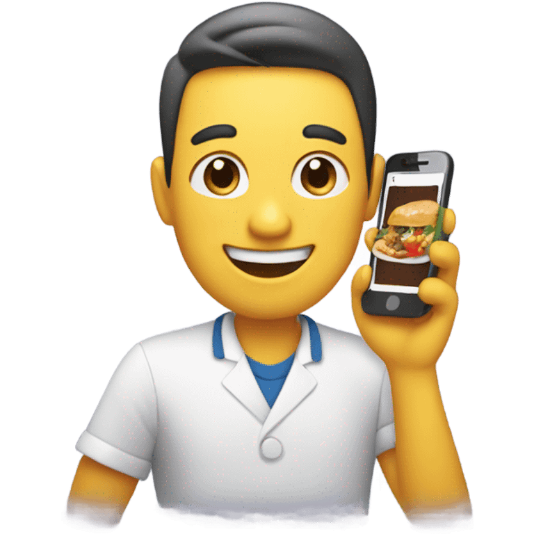 happy person showing food on a smartphone  emoji