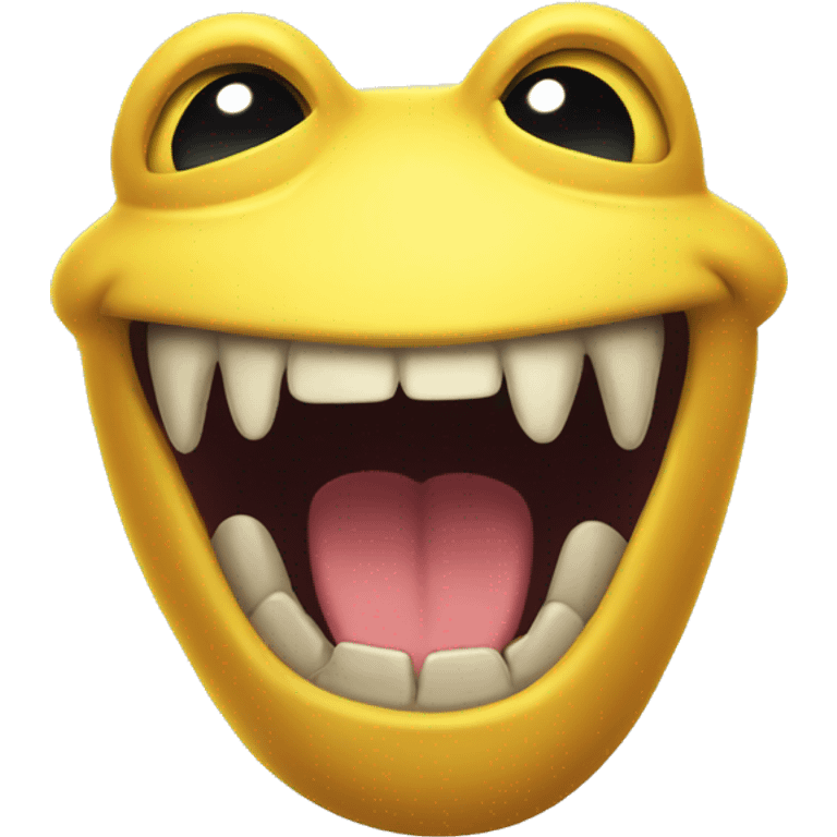 Grinning yellow creature with open mouth emoji