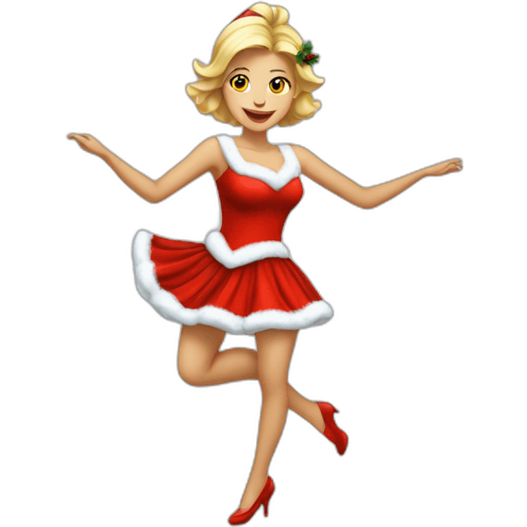 dansing blonde woman in christmas dress full body emoji