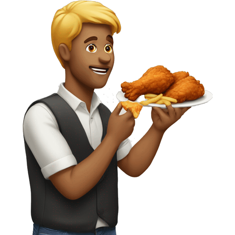 person eating fried chicken emoji