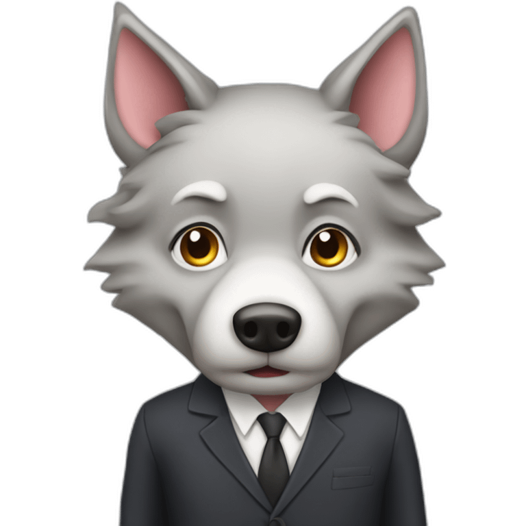 the old wolf from the pig story with business suit emoji