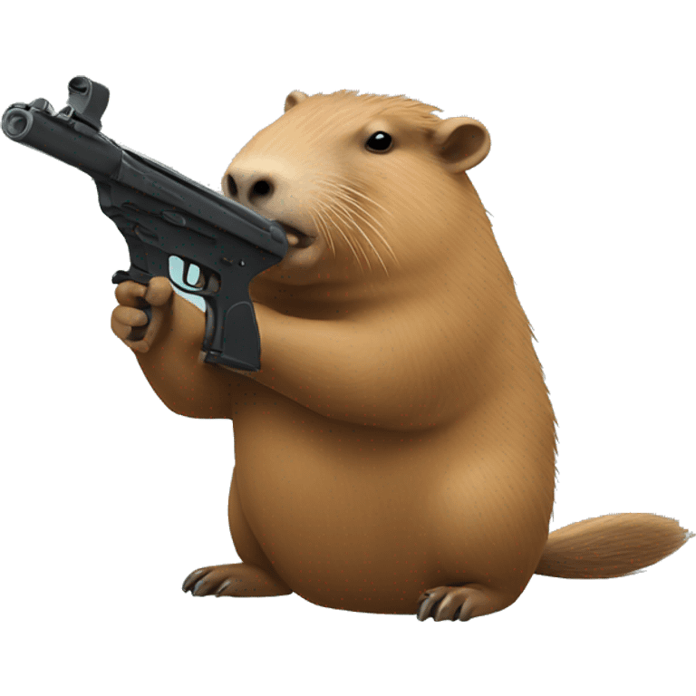 Capybara helpfully shooting emoji