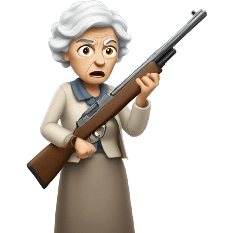 Angry Old lady with shotgun aiming  emoji