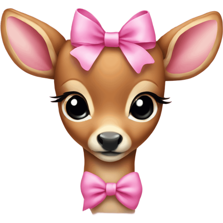 Cute baby deer wearing a pink bow emoji