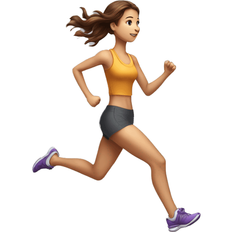 Full length hyperrealistic pencil drawing of a girl with brown hair running on a treadmill emoji