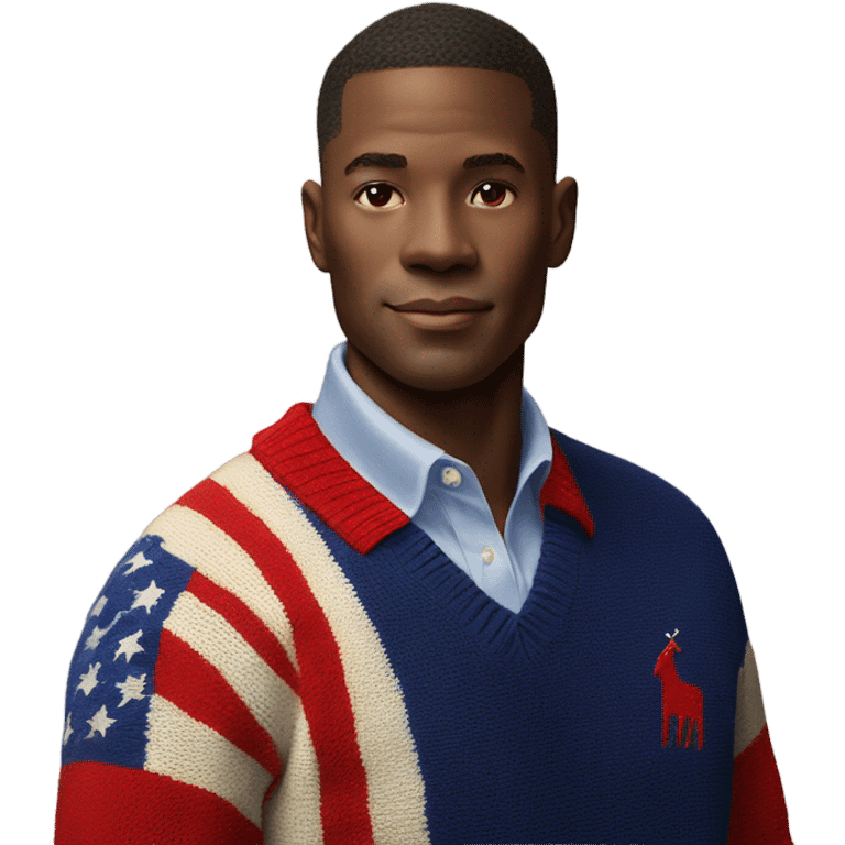 Man wearing polo Ralph Lauren flag sweater emoji