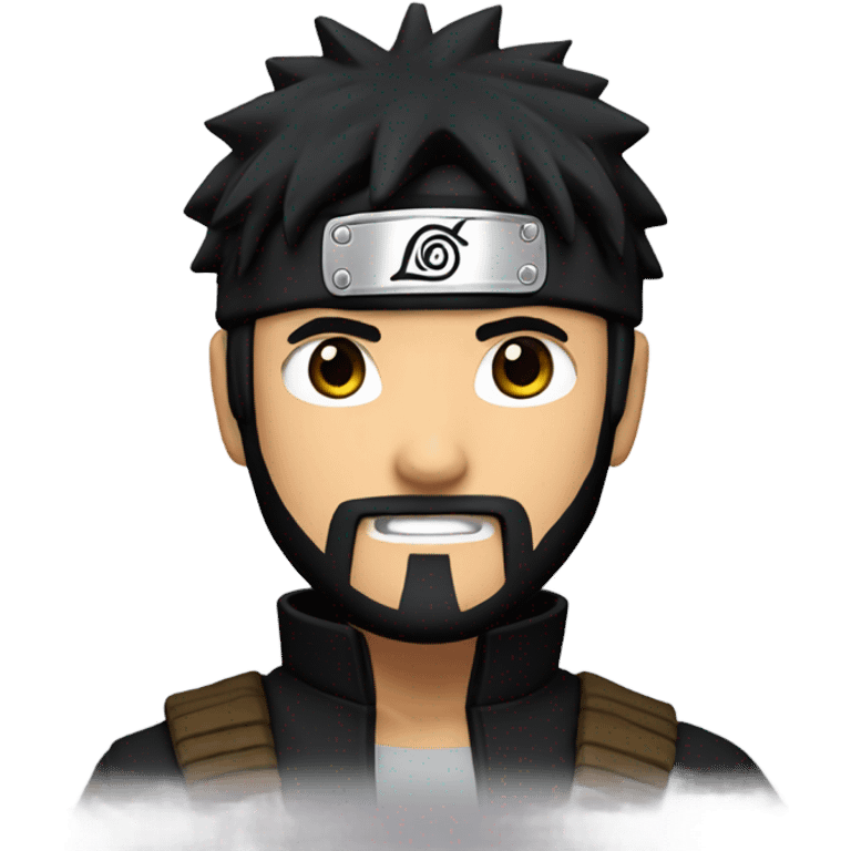 Naruto With Black hair and Black beard , Black Ninja jacket emoji