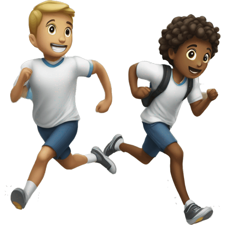 A student and a classmate running at school emoji