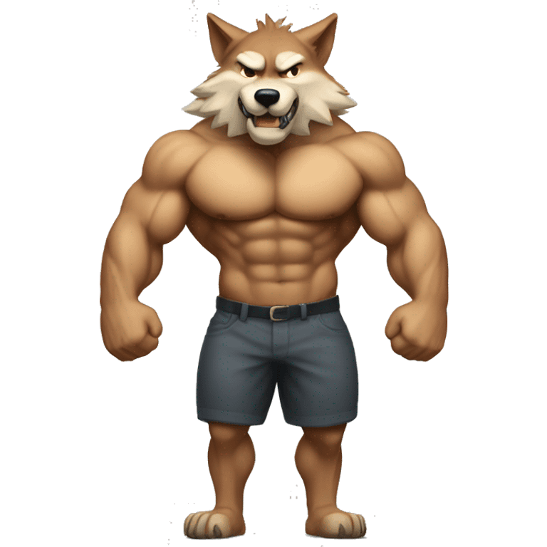 Buff wolf muscles standing  emoji