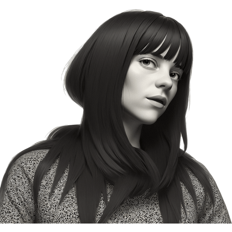 monochrome portrait of a girl emoji