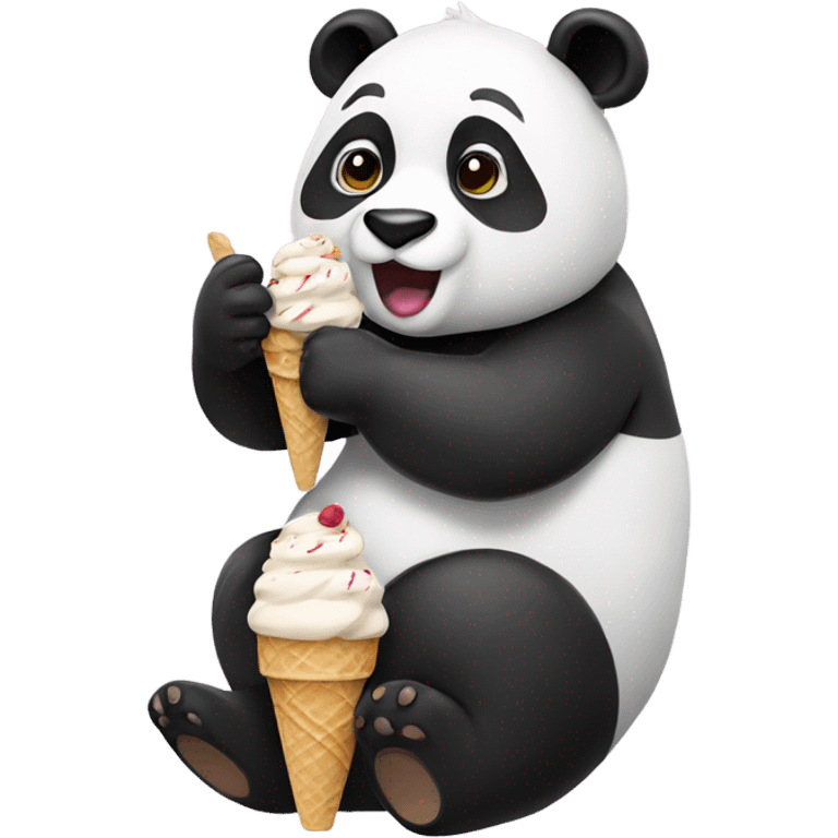 Panda eating ice cream emoji