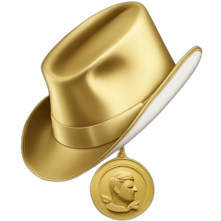 gold award with a hand holding Magritte's hat emoji